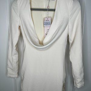Cream Oh Polly Plunge Neckline Mini Dress - Never Worn